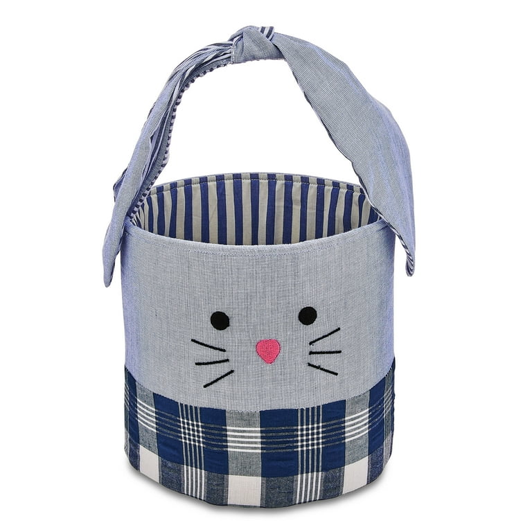 Blue Bunny Plush Easter Basket, 8 inch, Kipekee, Upcycled Plush