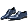 thumbnail image 5 of Santimon Men Derby Shoes Crocodile Pattern Pointed Toe Lace Up Oxford Shoes Business Leather Dress Shoes Blue 6 US, 5 of 8