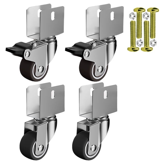 4Pcs Heavy Duty Furniture Wheel Castor 1inch Soft Rubber Swivels Casters for Platform Trolley Chair Enduring