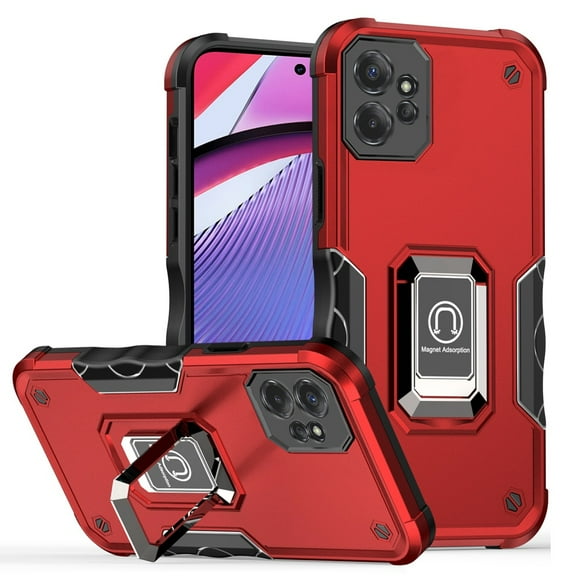 For Motorola Moto G POWER 5G 2023 XT2311DL Optimum Kickstand Phone Cover Case   Tempered Glass -  Red