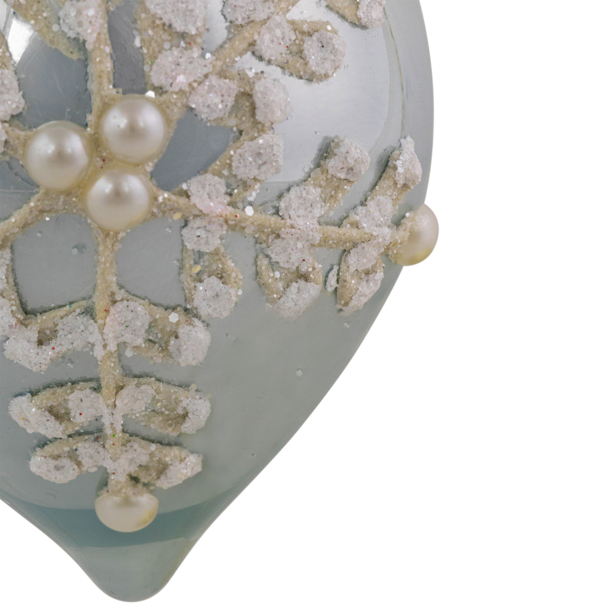 Northlight Set of 2 Shiny Artic Blue Textured Snowflakes Finial Christmas Glass Ornaments 5"