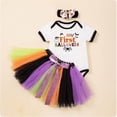 thumbnail image 2 of Afdoent Girls 3 Piece Outfit Cute Print Romper With Skirt Headband 3Pcs Clothes Sets For Party Outfits 3-6 Months, 2 of 4