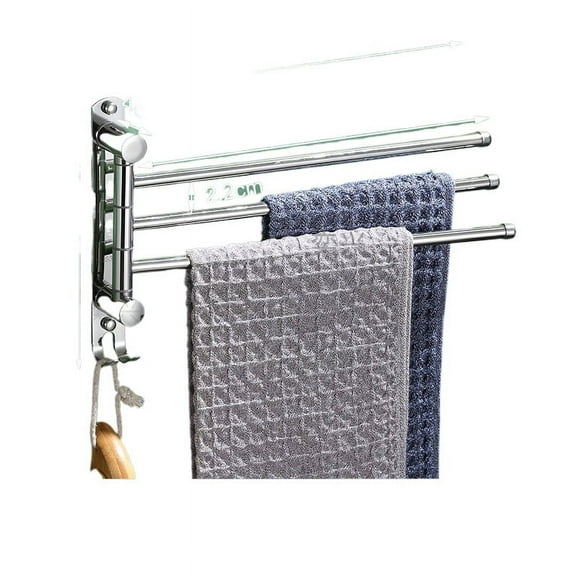 Stainless Steel Bathroom Towel Rack - No Punching Required with Rotate Function