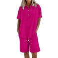 thumbnail image 2 of Nmmued Lounge Sets for Women, Linen Sets for Women 2 Piece, Short Sets for Women, Loungewear, Gauze Sets for Women 2 Piece, Hot Pink XL, 2 of 8