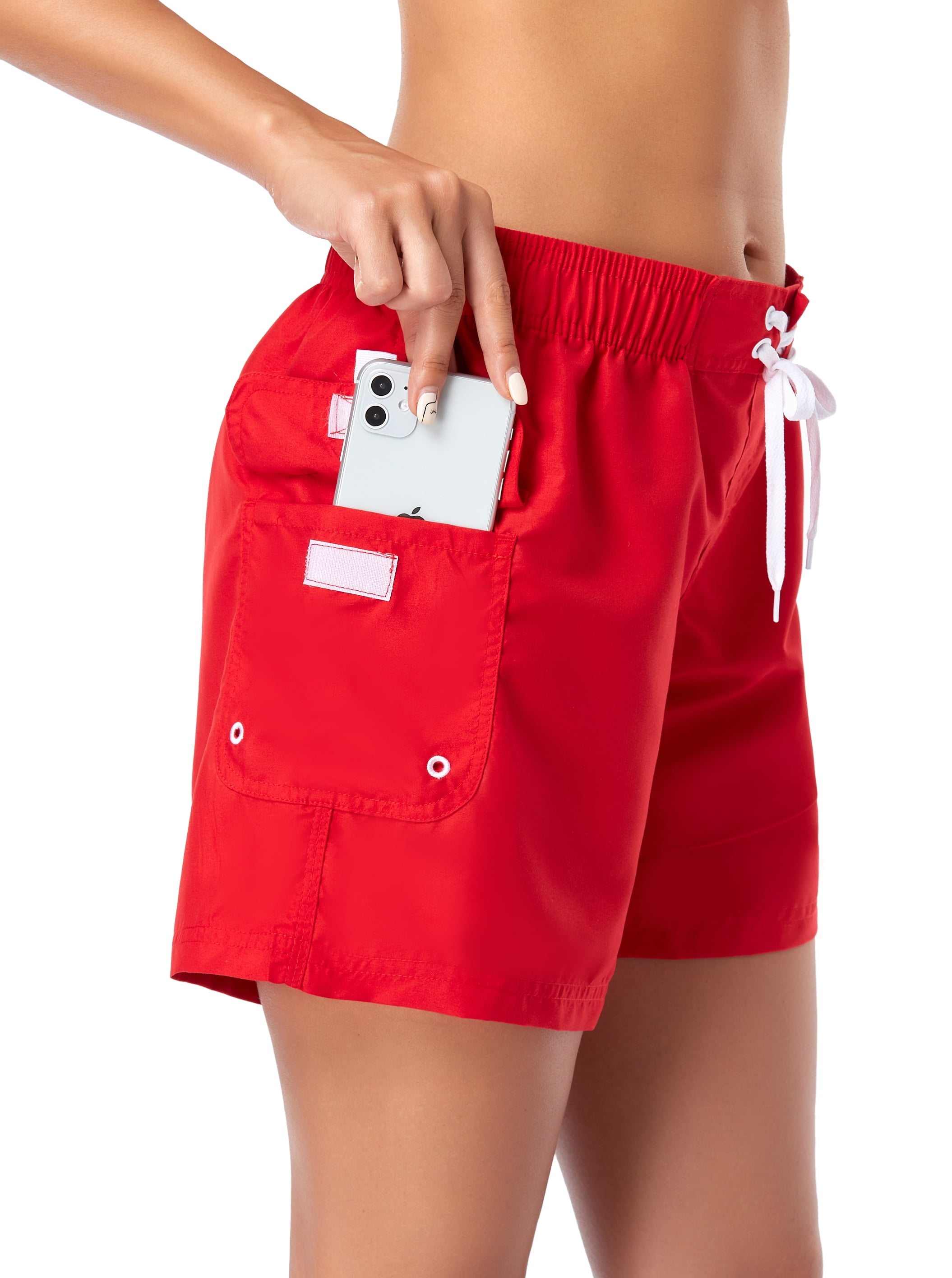 Adoretex Women's Quick Dry Water Board Shorts - Lightweight, Functional, Comfortable Swim Bottoms (FB006) - Red - X-Small