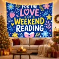 thumbnail image 3 of Weekend Reading Quote With Flowers, Playful Illustration Style for Book Lovers, Literary Wall Decor, Graduation Gift, Tapestry Wall Hanging for Bedroom and Reading Nook, 3 of 7