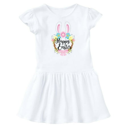 

Inktastic Happy Easter Cute Spring Bunny Wreath Gift Baby Girl Dress