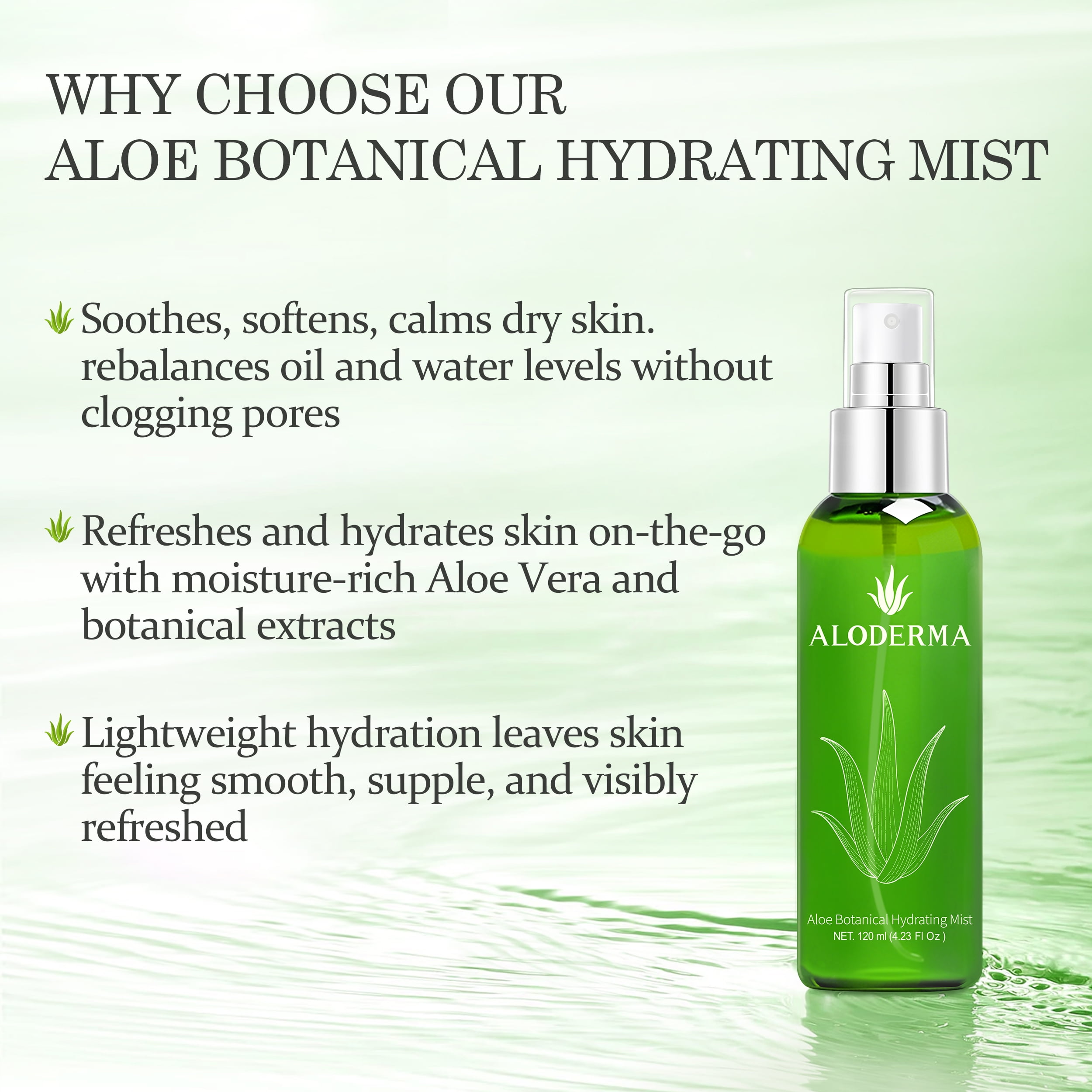 Aloderma Aloe Botanical Hydrating Mist Made with 82% Organic Aloe Vera - Soothing, Moisturizing Facial Spray with Panthenol - Refreshes, Invigorates Skin Throughout the Day, 120ml/4.23Oz (3)