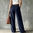 thumbnail image 4 of BRELIL Women Plus Size Wide Leg Corduroy Pants High Waisted Casual Trousers with Pockets Long Baggy Fall Winter Lounge Palazzo Pants, Navy 2XL, 4 of 5