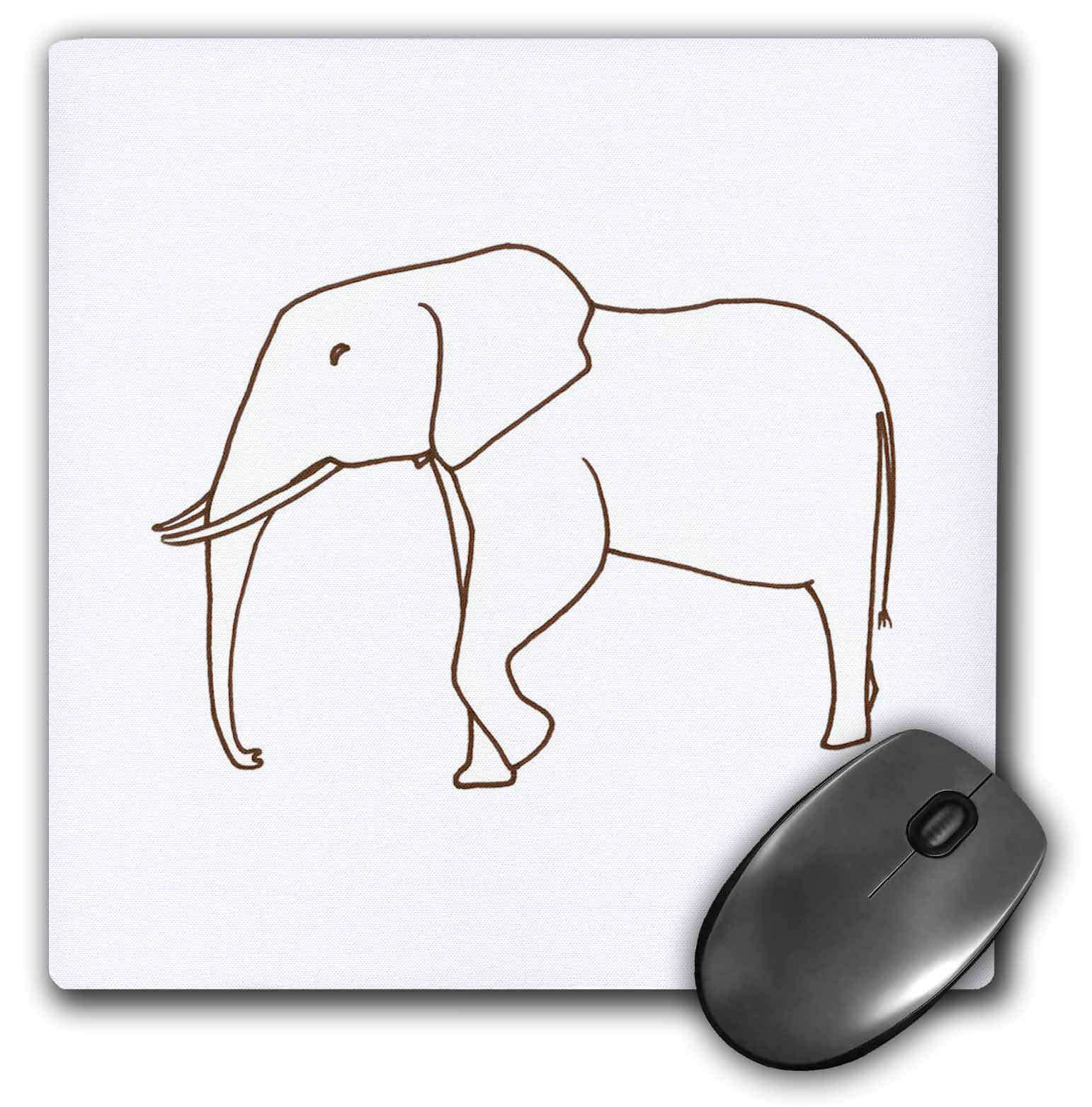 3dRose Elephant Walking Outline Art Drawing, Mouse Pad, 8