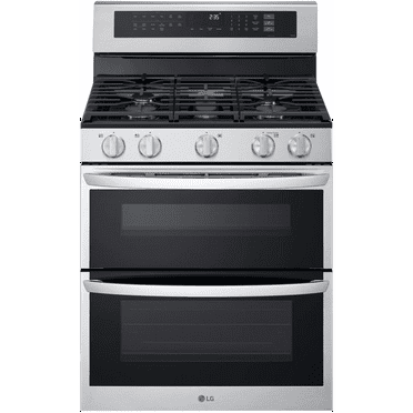 LG 30 Inch Double Gas Oven Range with 5 Sealed Burners, 6.9 cu. ft. Total Capacity in Stainless Steel LDGL6924S