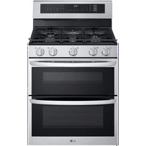LG 30 Inch Double Gas Oven Range with 5 Sealed Burners, 6.9 cu. ft. Total Capacity in Stainless Steel LDGL6924S