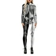 thumbnail image 1 of TheFound Justaucorps Squelette d'Halloween pour Femmes à Manches Longues, Pantalon, Col Roulé, 1 of 6