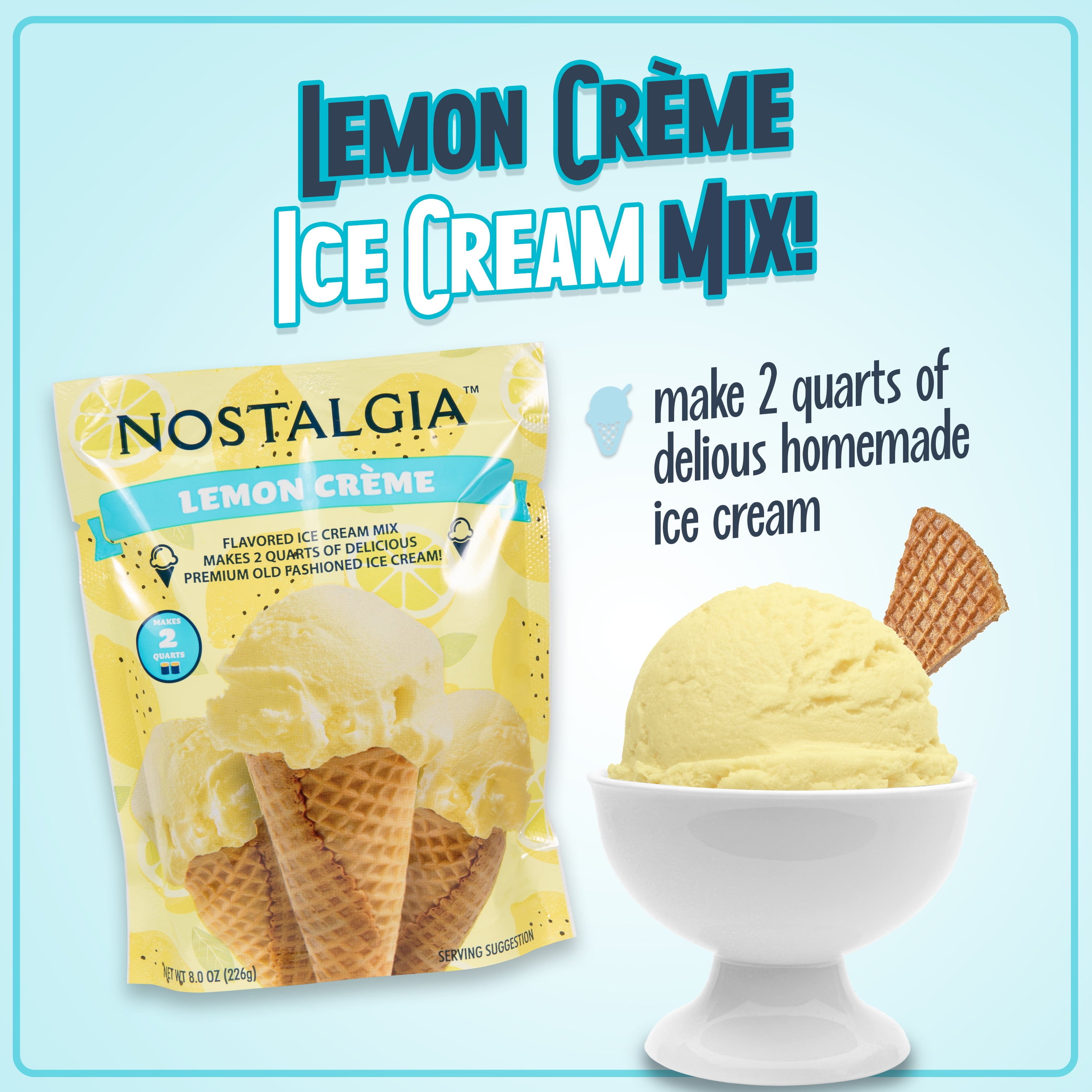 Nostalgia Premium Vanilla Creme Ice Cream Mix 8 oz Homemade Maker Ingredients Packet Walmart