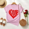 thumbnail image 2 of BLVB Valentine Day Shirts for Women Crewneck Love Heart Girlfriend Valentines Gift Tshirt Graphic Short Sleeve Tee Tops, 2 of 7