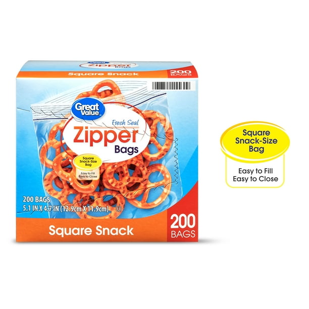 Great Value Zipper Square Snack Bags 0 Count Walmart Com