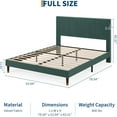 thumbnail image 2 of Full Size Upholstered Platform Bed Frame, Modern Fabric Headboard, Metal & Wood Support, Green, No Box Spring, 2 of 7
