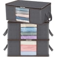 thumbnail image 1 of Foldable Under Bed Storage Box, Quilt Storage Cover Closet Organizer, Clear Window Solid Fabric for Clothes, Gray, 1 of 5