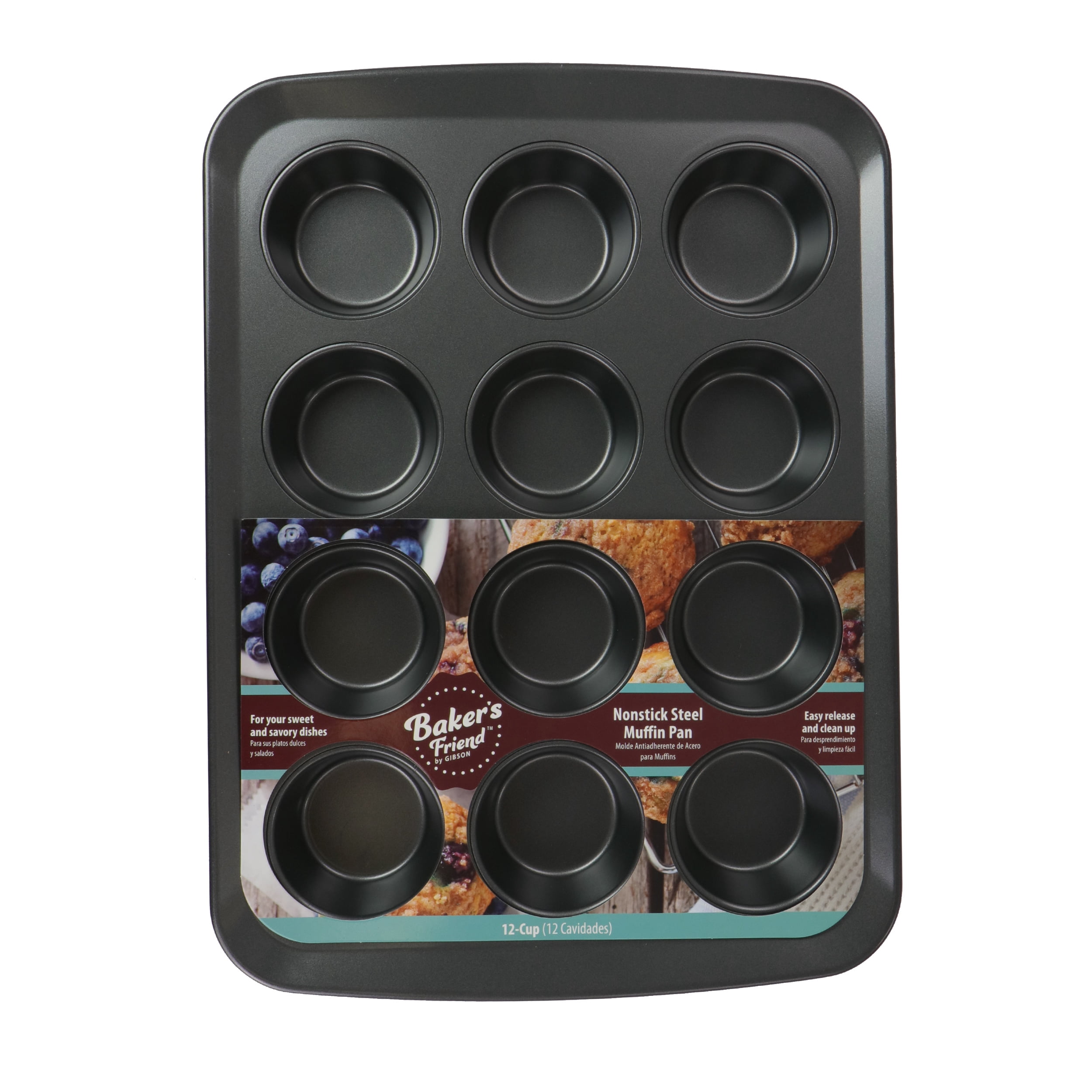 Gibson 12-Cup Baker's Friend nonstick Steel Muffin Pan