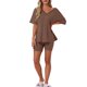thumbnail image 2 of Pijamas para mujeres INSPIRE CHIC de 2 piezas, camiseta de cuello en V oversized, traje de entrenamiento reversible, camisetas, pantalones cortos de ciclista, conjunto de lounge XL color café, 2 of 5