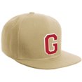 thumbnail image 1 of Daxton Classic Snapback Hat Custom A to Z Initial Varsity Letters, Khaki Khaki Hat White Red Letter G, 1 of 2