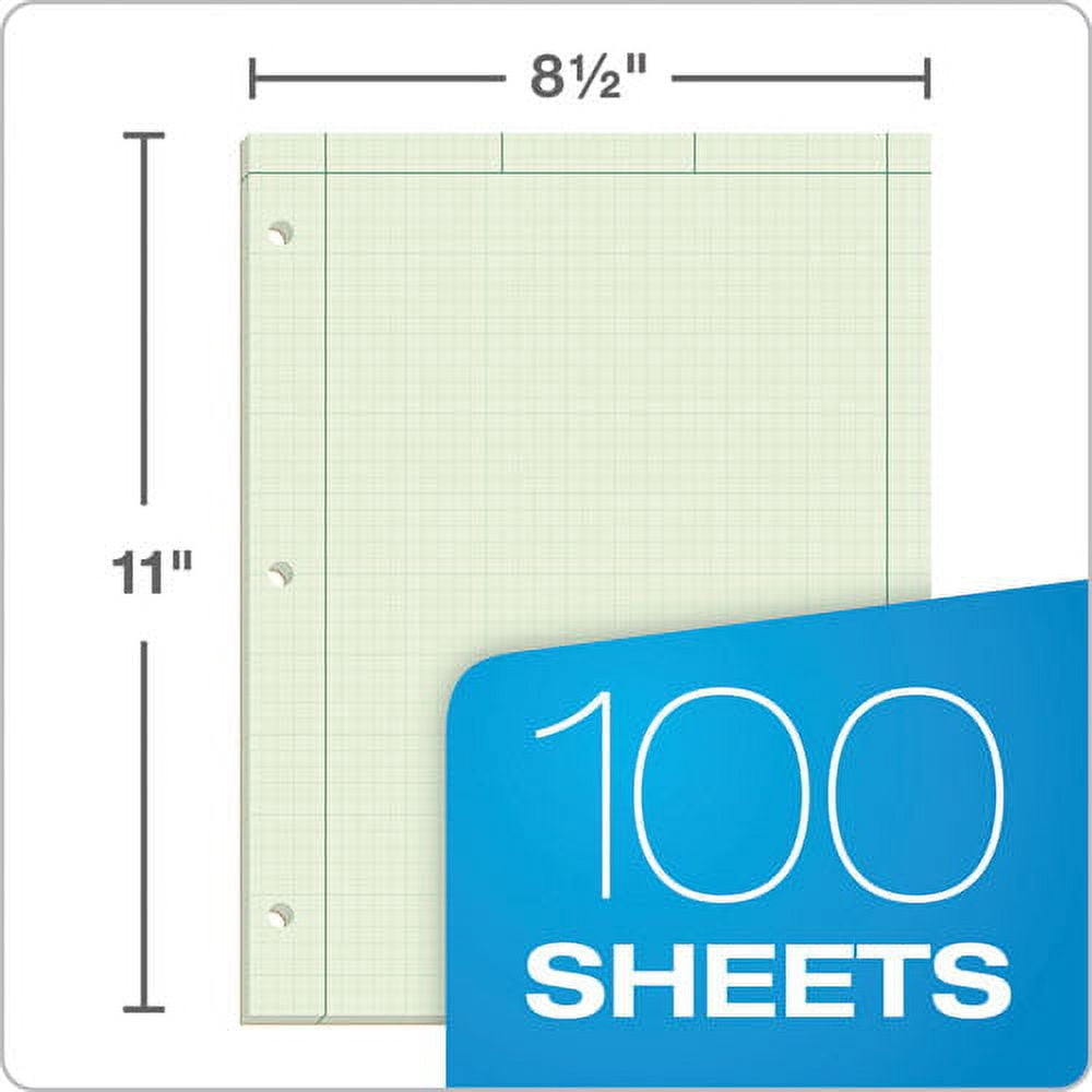 Tops Engineering Computation Paper Pads, Cross-Section Quad Rule (5 Sq/in, 1 Sq/in), Black/green Cover, 100 Green-Tint 8.5 X 11 Sheets | Bundle of 2 Pads