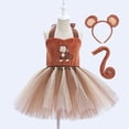thumbnail image 2 of ZHUASHUM Toddler Custome Girls Dress Tutu Mesh Dress With Headwear Tail 3Pcs Sets Performance Brown,3-4 Years, 2 of 5