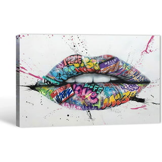 Louis Vuitton Lips (Purple) Fashion Glam Pop Art Modern Graffiti