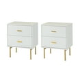 thumbnail image 5 of 2 Drawer Storage End Table Set of 2 Chest Cabinet Table Metal Legs for Home White, 5 of 7