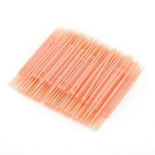100pcs Bag Double Head Teeth Cleaning Toothpick Oral Care Floss Pick Toothpick (Orange)