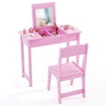 thumbnail image 1 of Gymax Kids Vanity Table & Chair Set 2-in-1 Princess Makeup Dressing Desk Set Pink, 1 of 10