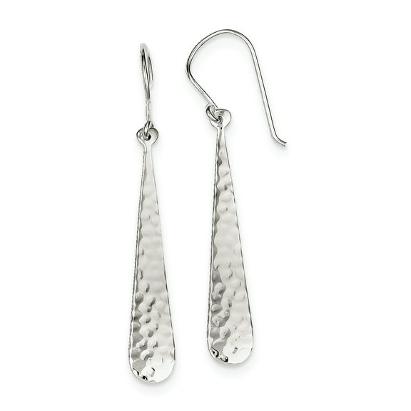 Primal Silver Sterling Silver Rhodium-plated Hammered Teardrop Dangle Earrings