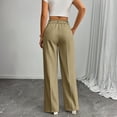 thumbnail image 4 of LWavelet Women's Drawstring Waist Linen Blend Wide Leg Pants with Ankle Ties for Casual & Summer Outfits Light Brown M, 4 of 5