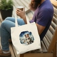 thumbnail image 4 of Hello Winter Border Collie Welcome Snowy Night Watercolor Vintage Canvas Tote Bag Borders Dog Lovers Gifts Idea Reusable Shopping Grocery Bag - 01011, 4 of 5