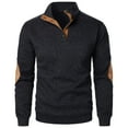 thumbnail image 3 of Elvqul Mens Plain Sweatshirts Big Crewneck Black Long Sleeve No Hood Sweatshirts for Men, 3 of 4