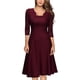 thumbnail image 1 of Vestido de cóctel de manga 2/3 de encaje floral con cuello cuadrado vintage para mujer Adepaton WRMH-236-10, 1 of 6