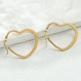 thumbnail image 2 of Gold Heart Hoop Earrings Brass 18K Gold Plated Simple Design 35x35mm for Women, 2 of 4