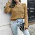 thumbnail image 5 of Lilgiuy Women's Hollow V-neck Sweater Women's Loose Autumn And Winter Long-sleeved European And American Knitted Sweaters New,Yellow,6(S) Fall Clothes for 2022 Spring Winter, 5 of 5