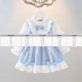 thumbnail image 4 of YOUYEDIAN Toddler Dress Fashion Lace Design Cute Bowtie Deco Versatile Long Sleeve Dress Casual Crew Neck Loose Breathable Comfy Princess Dress, 4 of 5