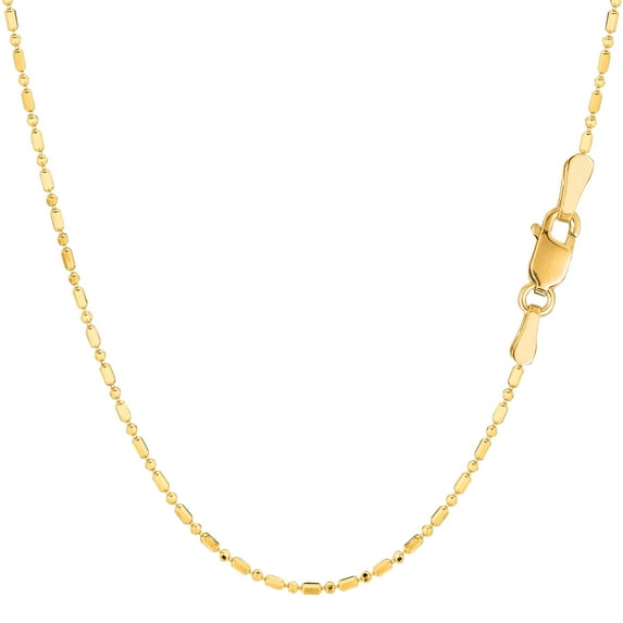 14k Yellow Gold Diamond Cut Bead Chain Necklace, 1.2mm, 18"