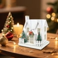 thumbnail image 6 of Lighted Christmas House Decoration - Glittery Snowy Cottage with LED Lights, Trees & Snowman, Festive Tabletop Decor for Holiday Home & Gift, 6 of 6
