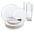 thumbnail image 2 of Smarty White with Silver Rim Organic Round Disposable Plastic Wedding Value Set (120 Guests), 2 of 2