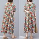 thumbnail image 4 of Vestido de lino de algod贸n para mujer, vestido largo vintage de manga corta con cuello redondo Irfora  4, 4 of 7