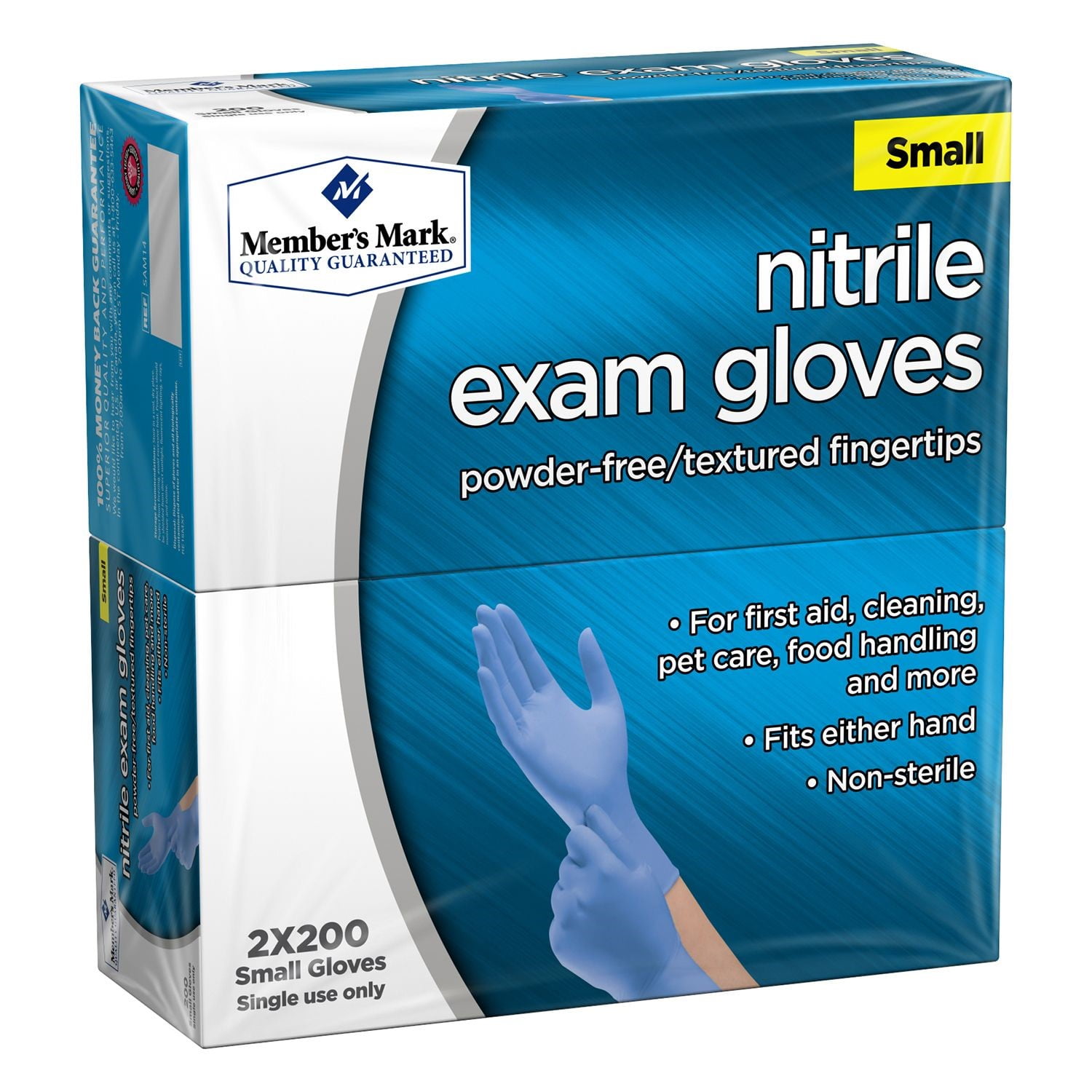 Medium Pack 2 Members Mark Nitrile Exam Gloves Large Total 400 Count Gloves Rubber Strong Elastic 