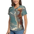 thumbnail image 2 of Vsdgher Starry Sky Cloud Fox Women Shirts V Neck Short Sleeve Tops T-Shirt Basic Tees, S to 3XLX-Large, 2 of 5