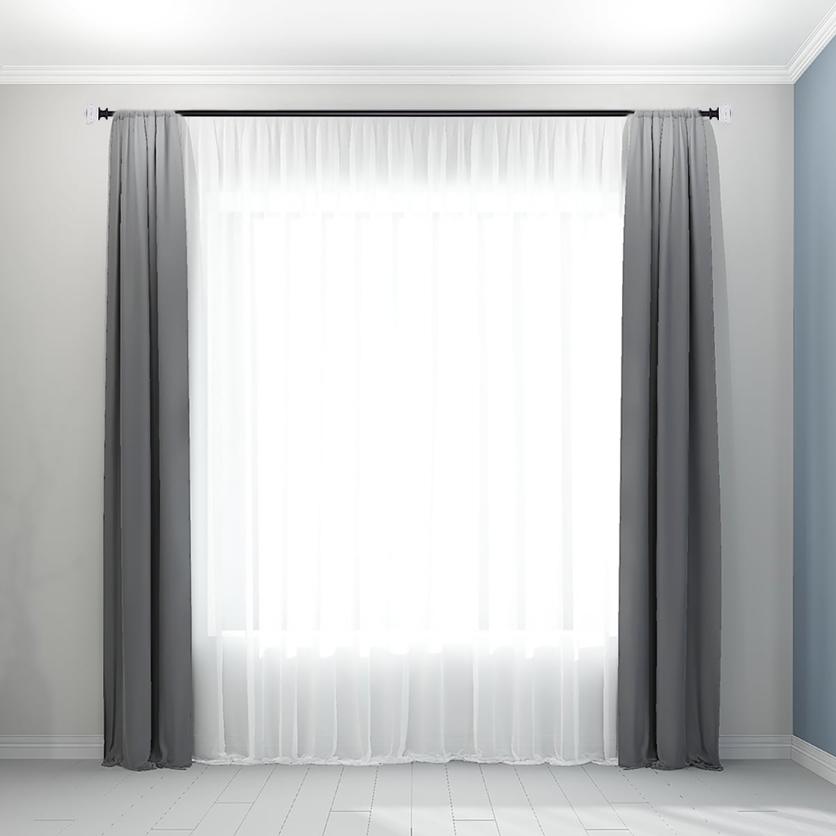 WL.Rocaille 3/4” and 1” Adjustable Decorative Curtain Rod Set, 48”-84”