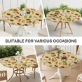thumbnail image 7 of Colorful Mushroom Berry Leaf Beige Pattern Round Fitted Tablecloth with Elastic Edge,Dining Table Cover Waterproof,Outdoor Round Tablecloth for Camping,Dining,Indoor and Outdoor, 7 of 7
