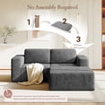 thumbnail image 3 of Vesgantti 80" L-Shaped Modular Sectional Sofa, Corduroy Cloud Couch with Deep Seat & Spring Support, 2-3 Seat Boneless Couch with Ottoman, No Assembly Required, Ideal for Small Spaces, Grey, 3 of 9