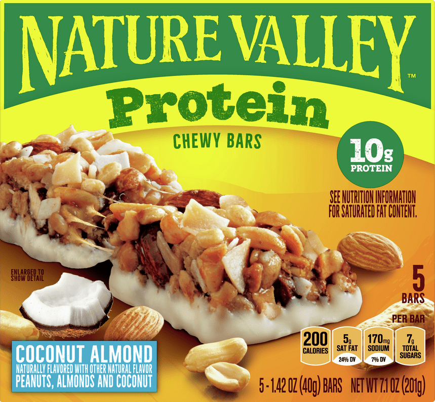 Nature Valley Protein Chewy Bars, Almond, Gluten Free, 5 Bars -