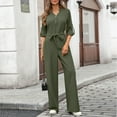thumbnail image 6 of Womens Jumpsuit Fall Long Sleeve V Neck Casual Loose One Piece Outfits Wrap Waist Pants Long Romper with Pockets, 6 of 7